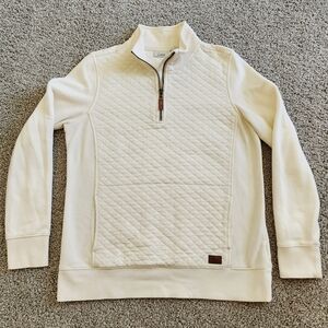 Vineyard Vines Women's Cream Quilted Zip-Up Sweater